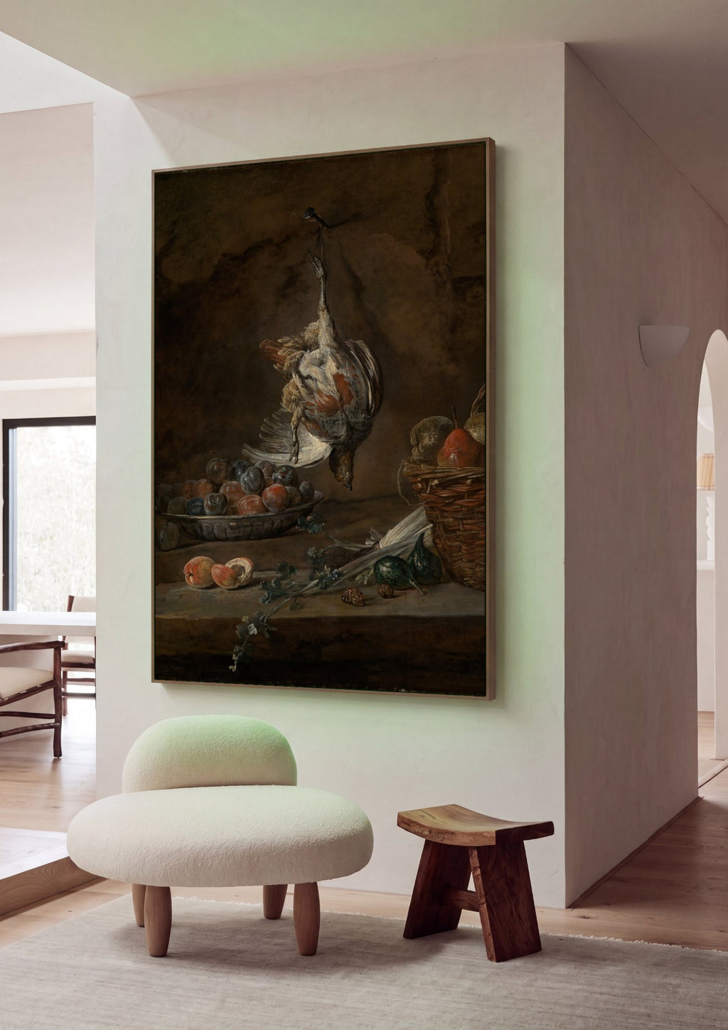 Quadro Decorativo Natureza-morta com Pássaro Morto - Chardin em ambiente decorado