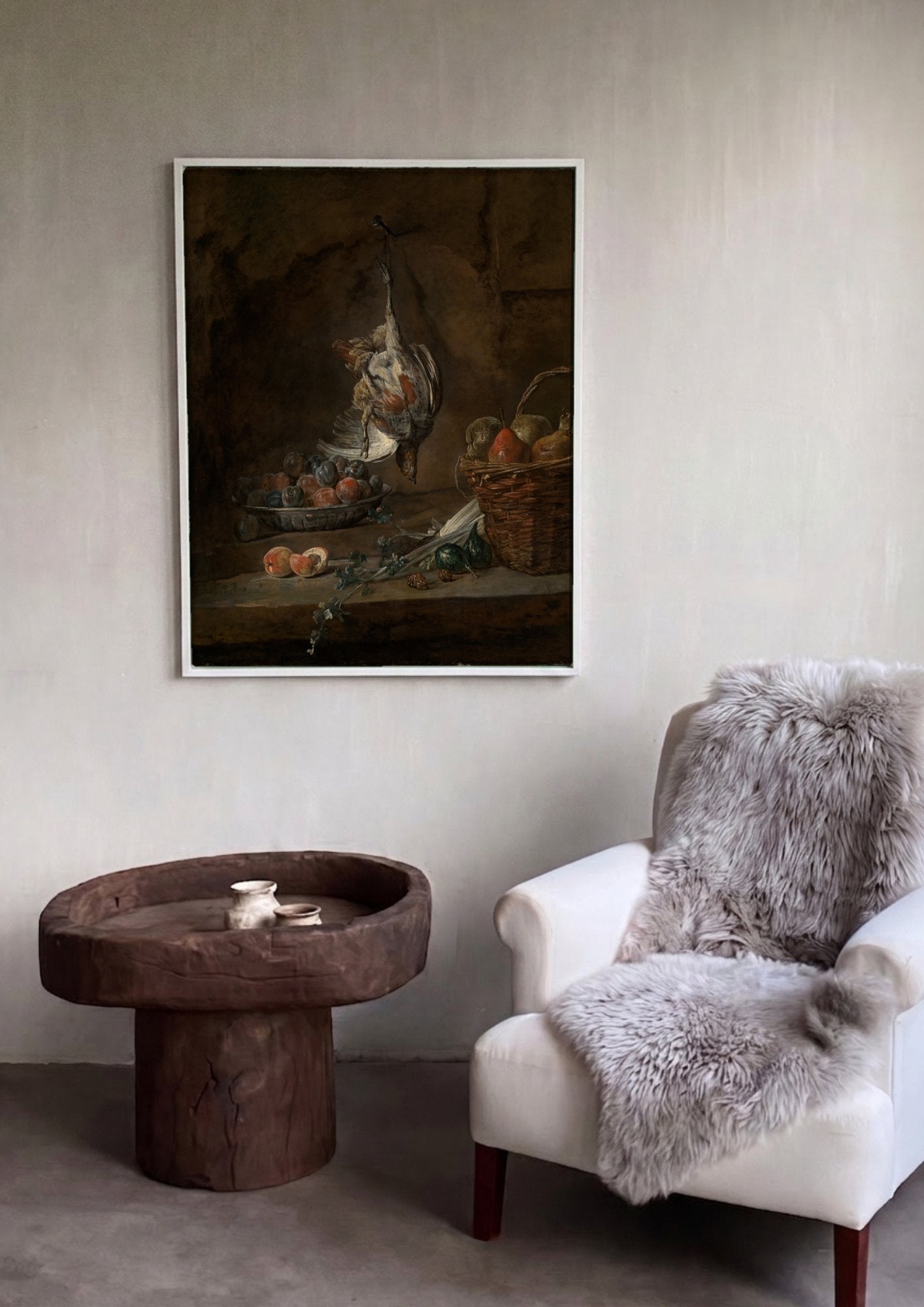 Quadro Decorativo Natureza-morta com Pássaro Morto - Chardin em ambiente decorado
