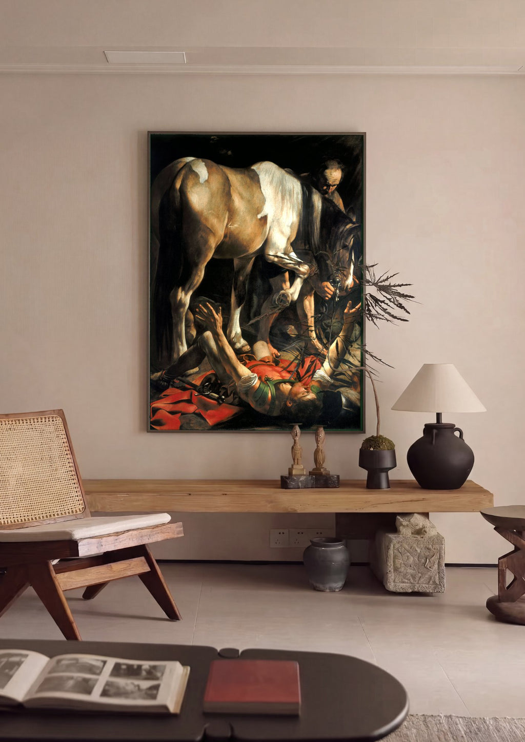 Quadro Decorativo A Conversão de São Paulo - Caravaggio em ambiente decorado
