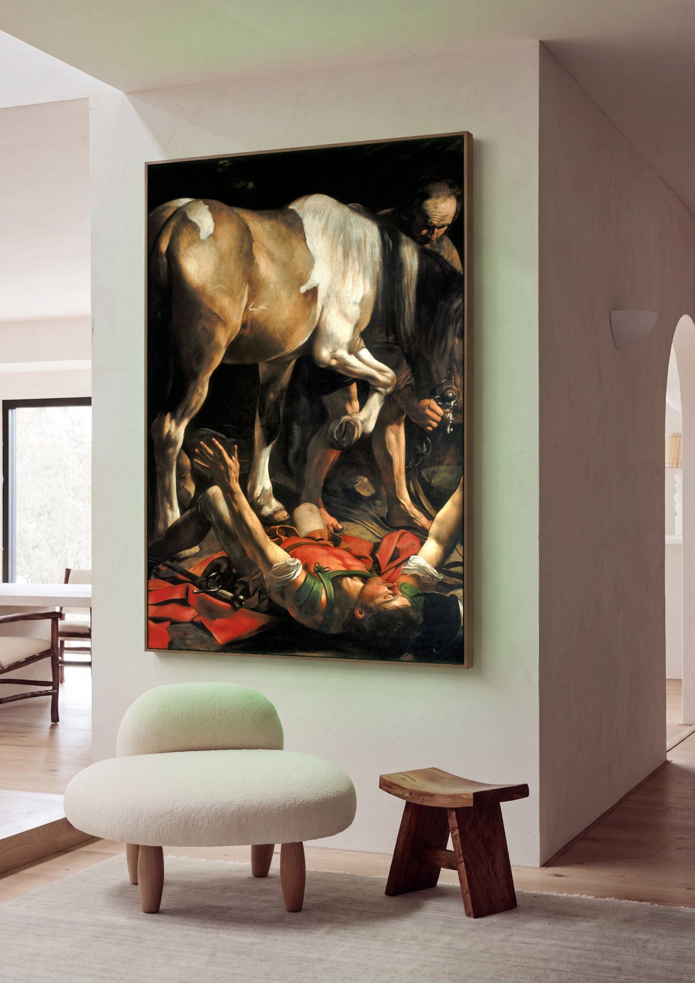 Quadro Decorativo A Conversão de São Paulo - Caravaggio em ambiente decorado