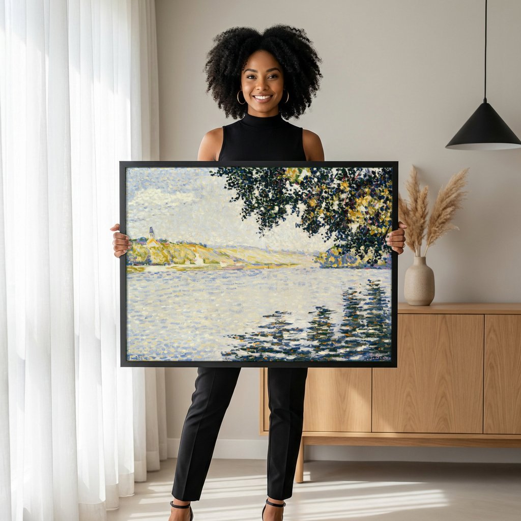 Quadro Decorativo Rio em Saint-Cloud - Paul Signac com modelo em ambiente