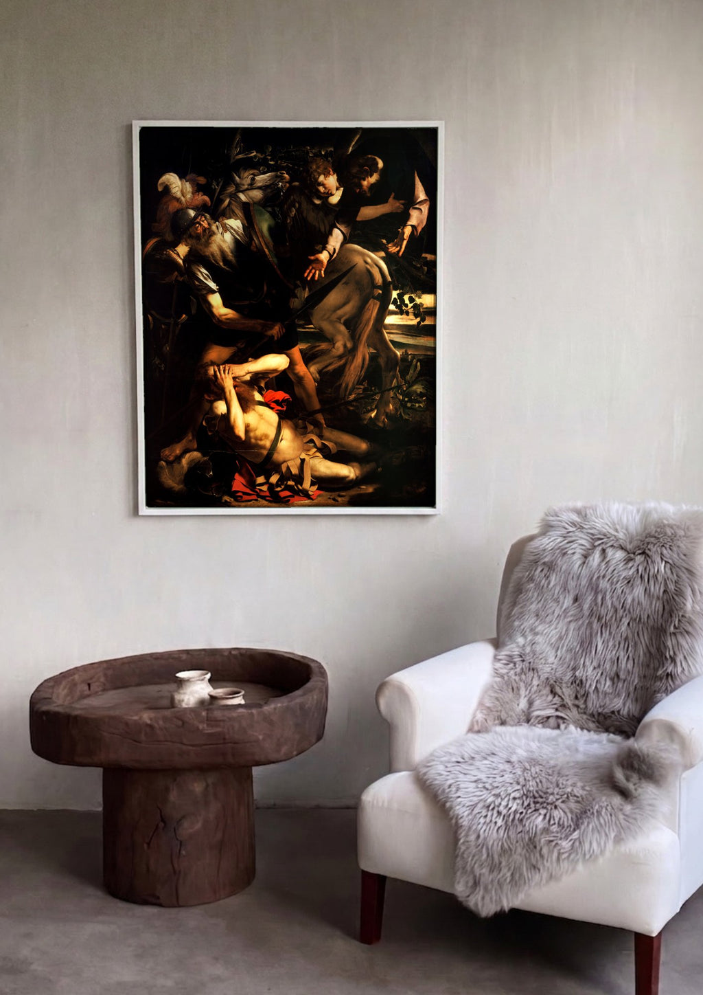Quadro Decorativo A Conversão de São Paulo - Caravaggio em ambiente decorado