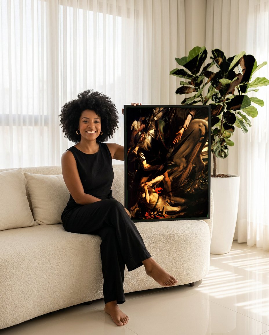 Quadro Decorativo A Conversão de São Paulo - Caravaggio com modelo em ambiente