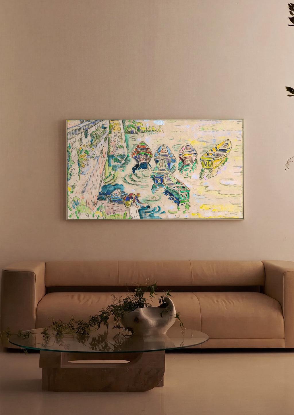Quadro Decorativo 'Bourg Saint Andéol' - Paul Signac em ambiente decorado