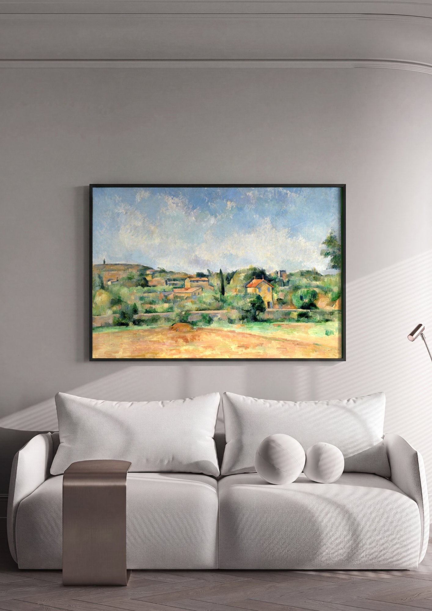 Quadro Decorativo Paisagem Provençal - Paul Cézanne em ambiente decorado