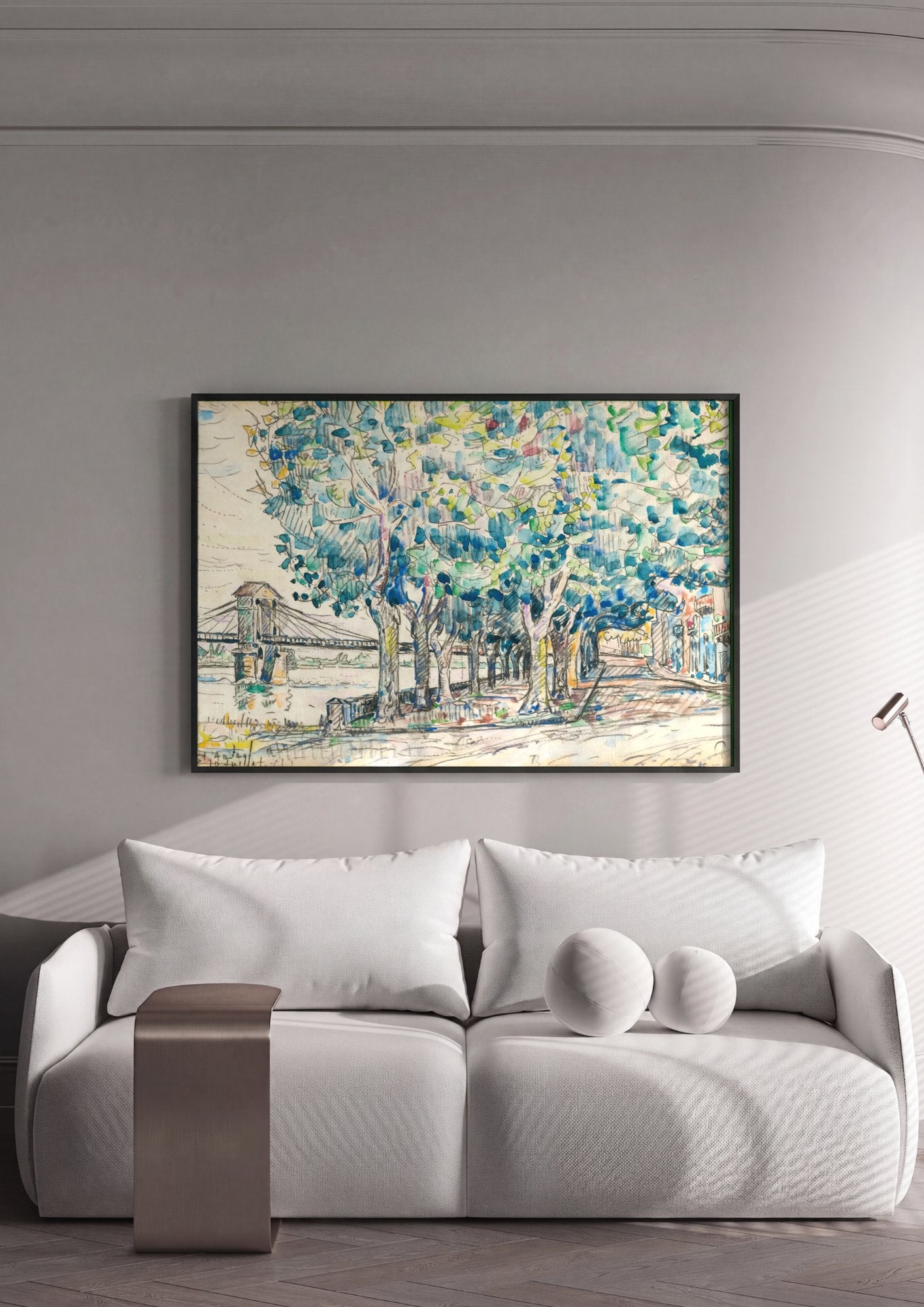 Quadro Decorativo Paisagem com Ponte - Paul Signac em ambiente decorado