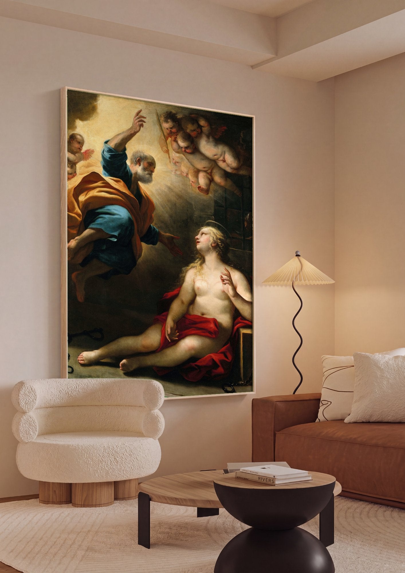 Quadro Decorativo A Libertação de São Pedro - Luca Giordano em ambiente decorado