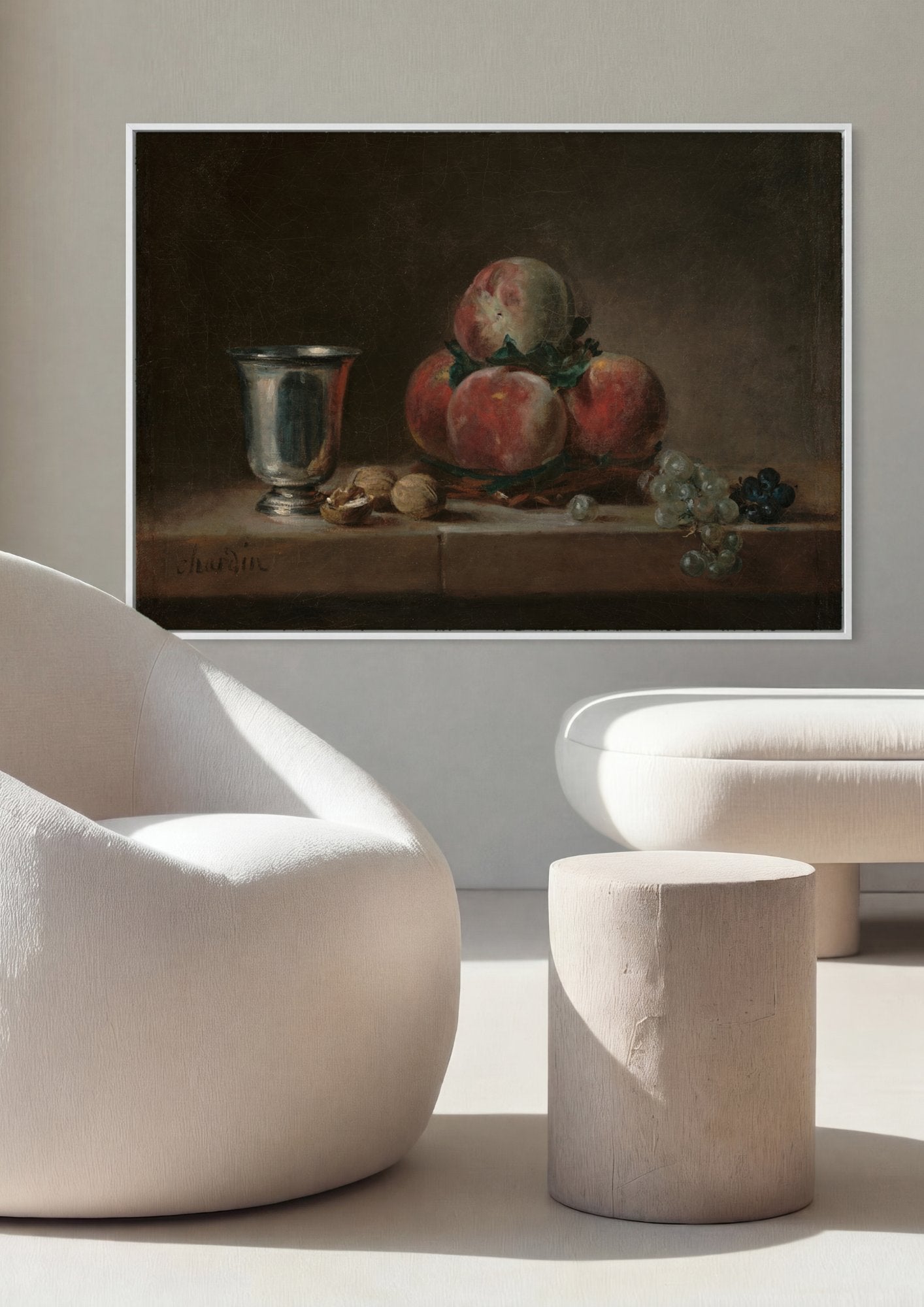 Quadro Decorativo Natureza-Morta com Pêssegos - Chardin em ambiente decorado