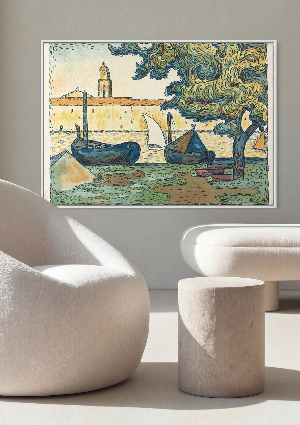 Quadro Decorativo Porto de Saint-Tropez - Signac em ambiente decorado
