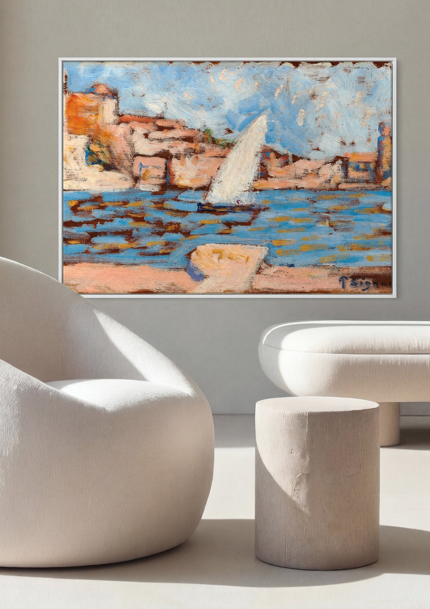 Quadro Decorativo A Vela em Saint-Tropez - Paul Signac em ambiente decorado