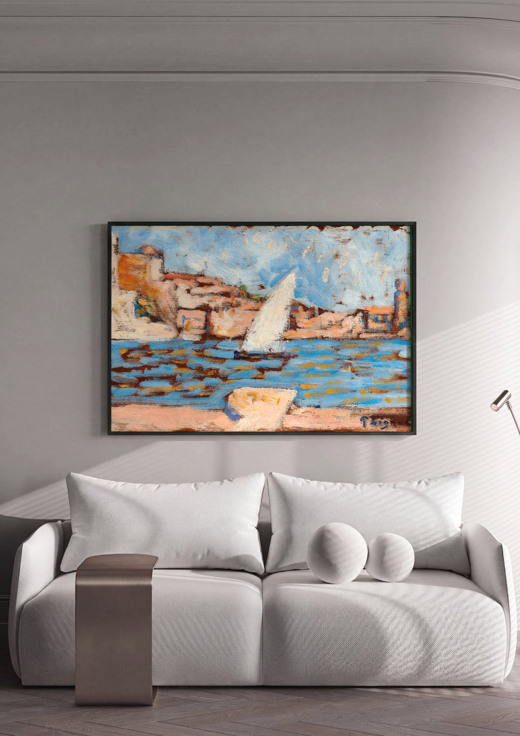Quadro Decorativo A Vela em Saint-Tropez - Paul Signac em ambiente decorado