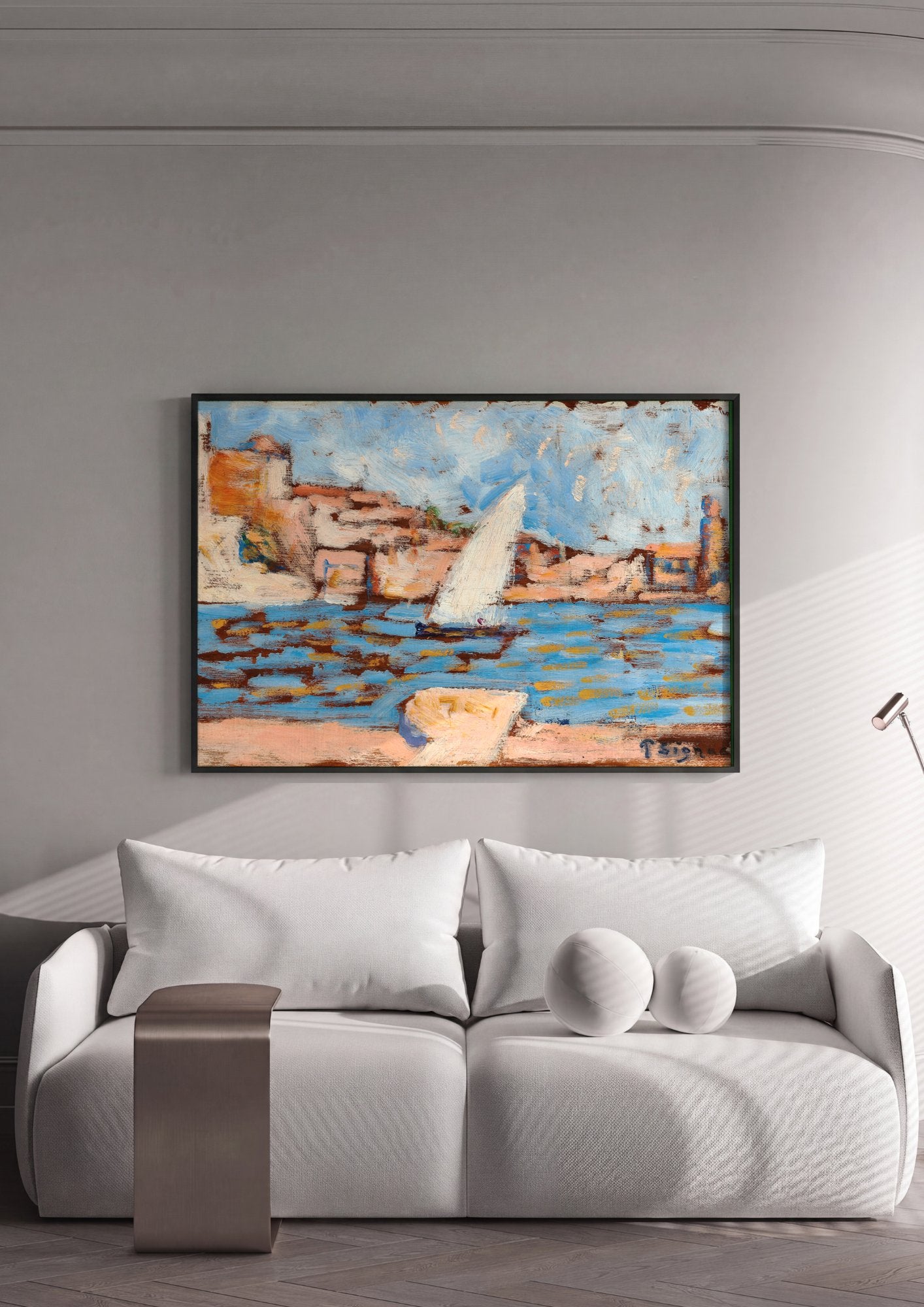 Quadro Decorativo A Vela em Saint-Tropez - Paul Signac em ambiente decorado