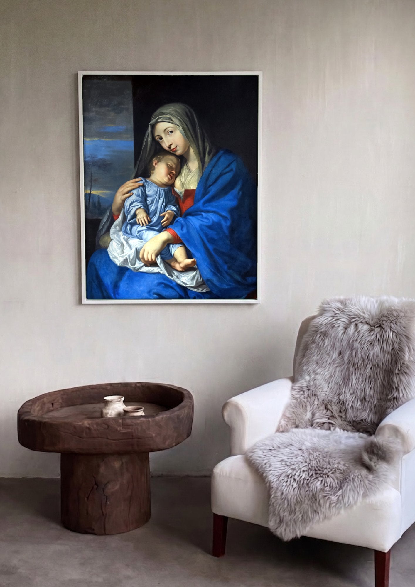 Quadro Decorativo A Virgem e o Menino - Philippe de Champaigne em ambiente decorado