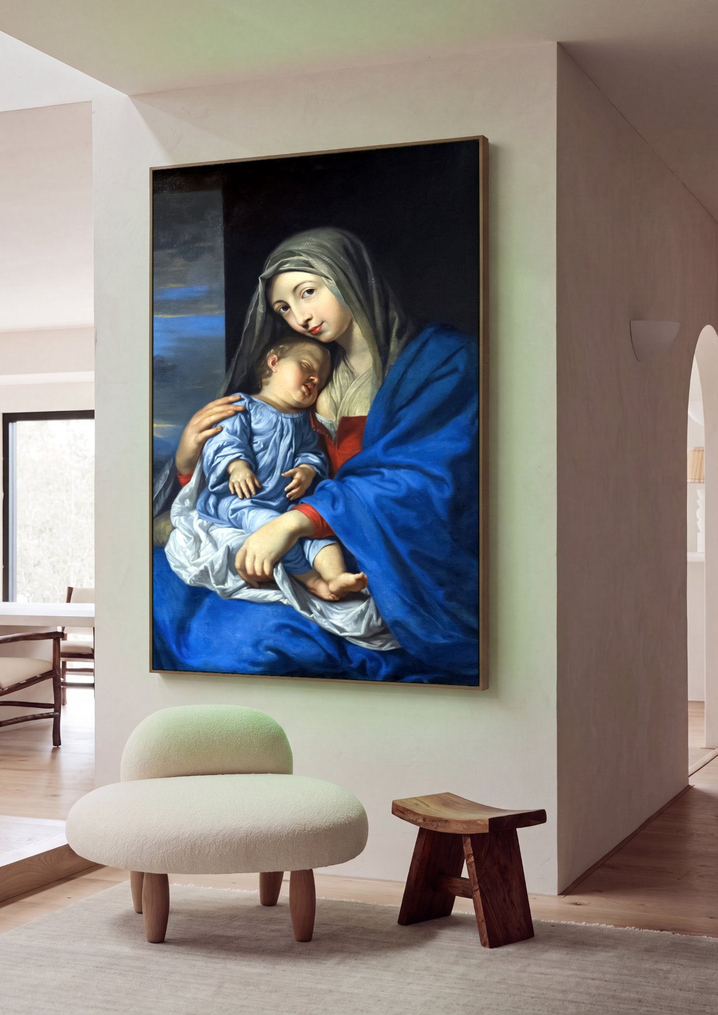Quadro Decorativo A Virgem e o Menino - Philippe de Champaigne em ambiente decorado