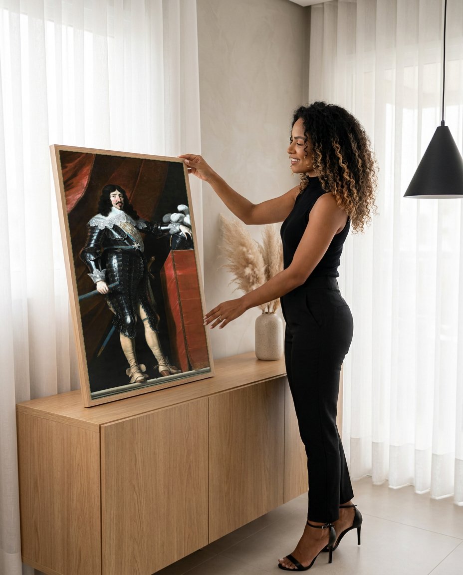 Quadro Decorativo Retrato de um Nobre - Philippe de Champaigne com modelo em ambiente
