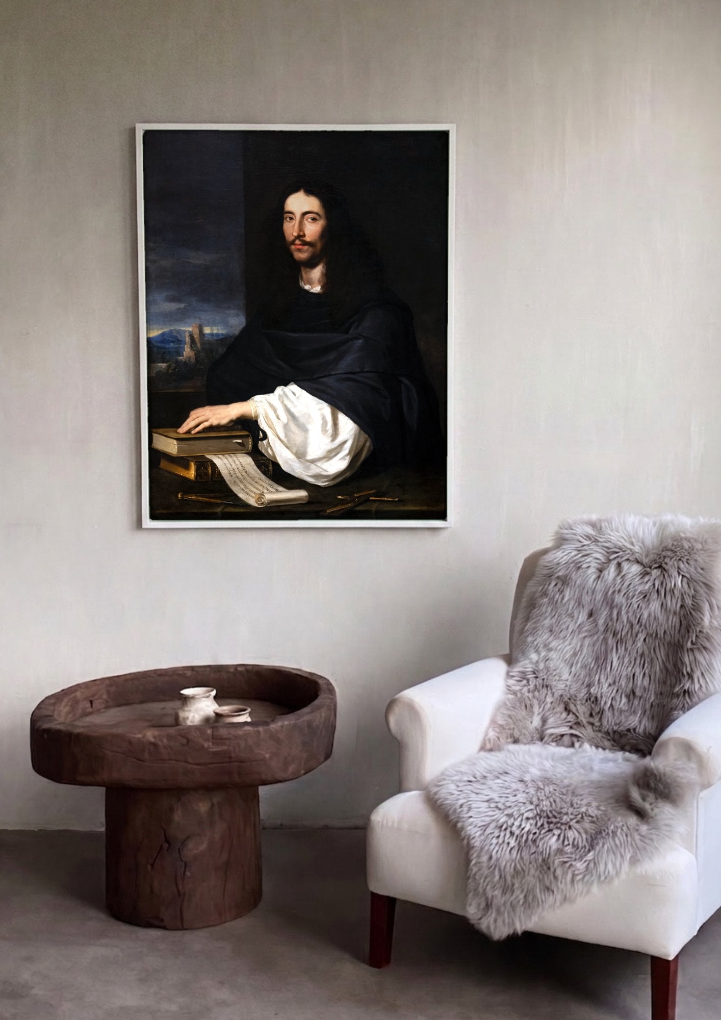 Quadro Decorativo Retrato de um Homem - Philippe de Champaigne em ambiente decorado
