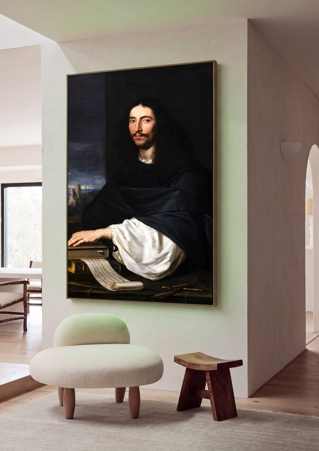 Quadro Decorativo Retrato de um Homem - Philippe de Champaigne em ambiente decorado