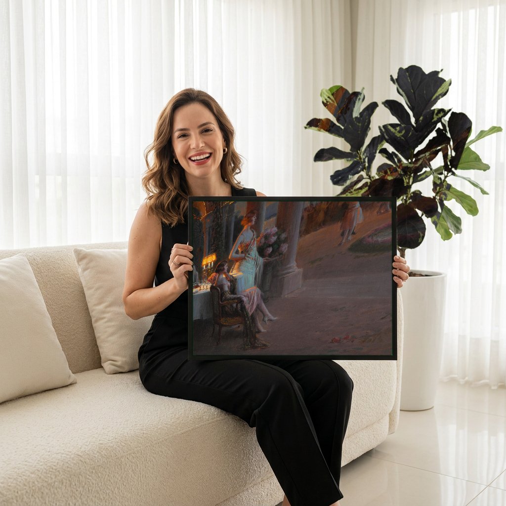 Quadro Decorativo A Festa Noturna - Delphin Enjolras com modelo em ambiente