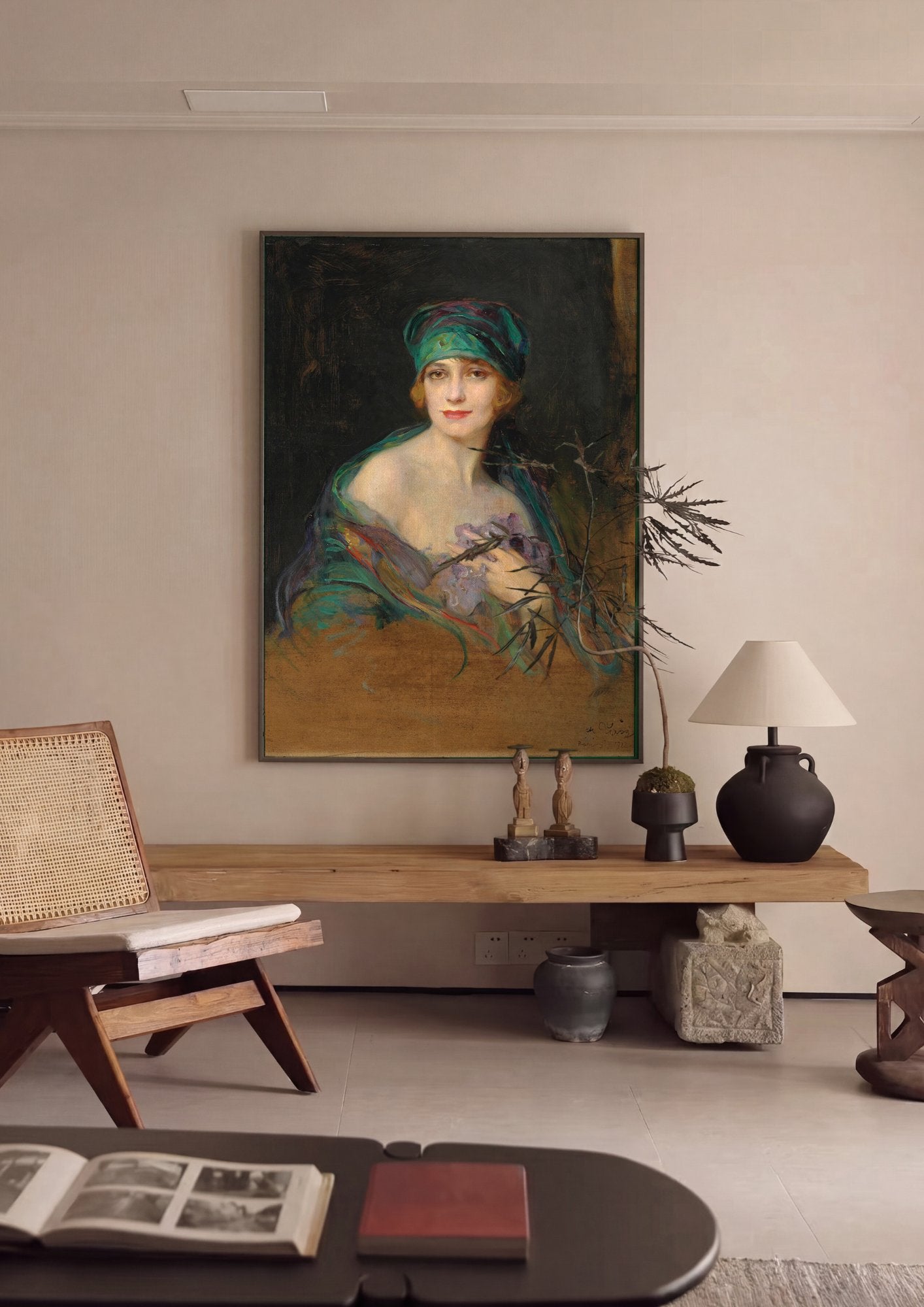 Quadro Decorativo Retrato de Senhora - Philip Alexius de László em ambiente decorado