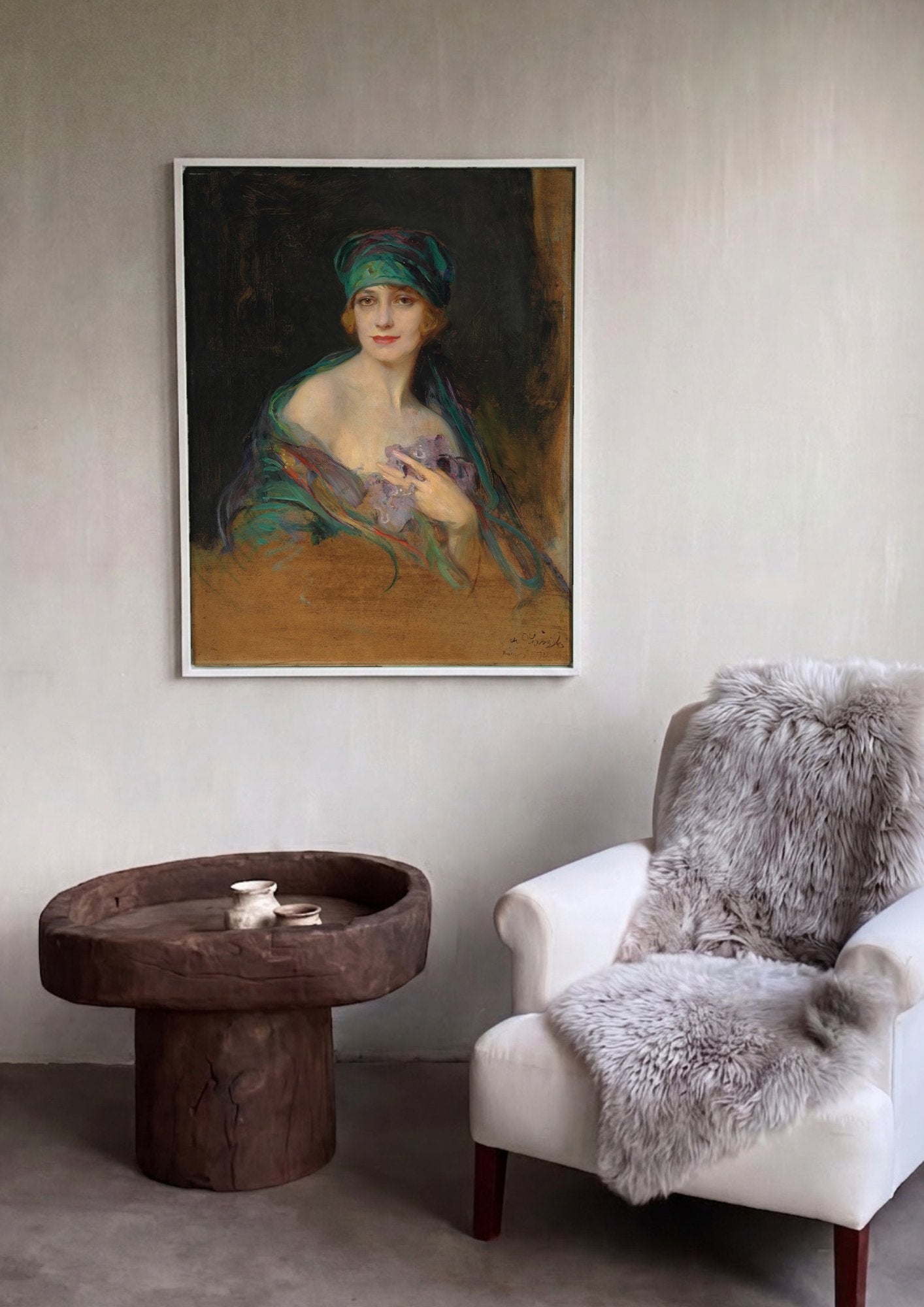 Quadro Decorativo Retrato de Senhora - Philip Alexius de László em ambiente decorado
