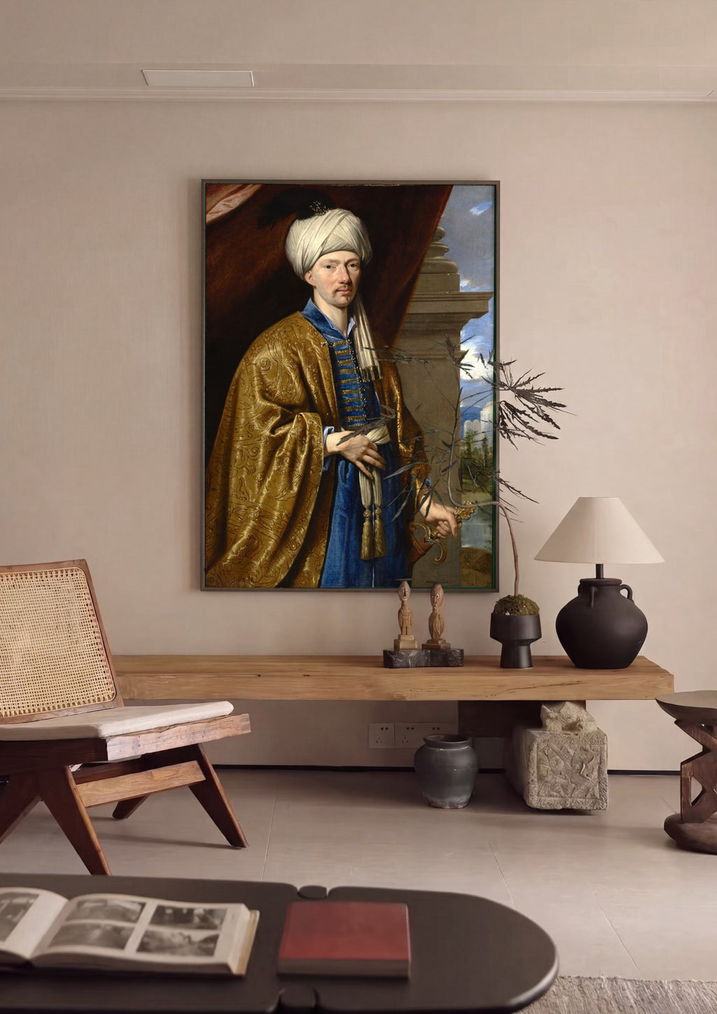 Quadro Decorativo Homem com Turbante – Philippe de Champaigne em ambiente decorado