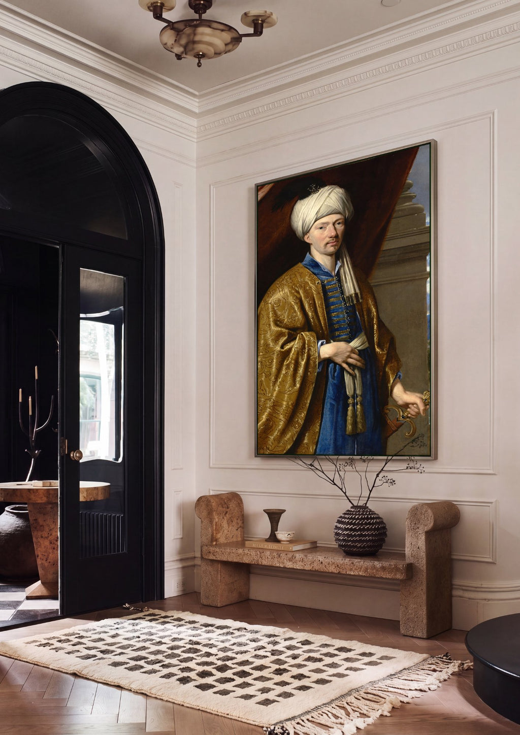 Quadro Decorativo Homem com Turbante – Philippe de Champaigne em ambiente decorado