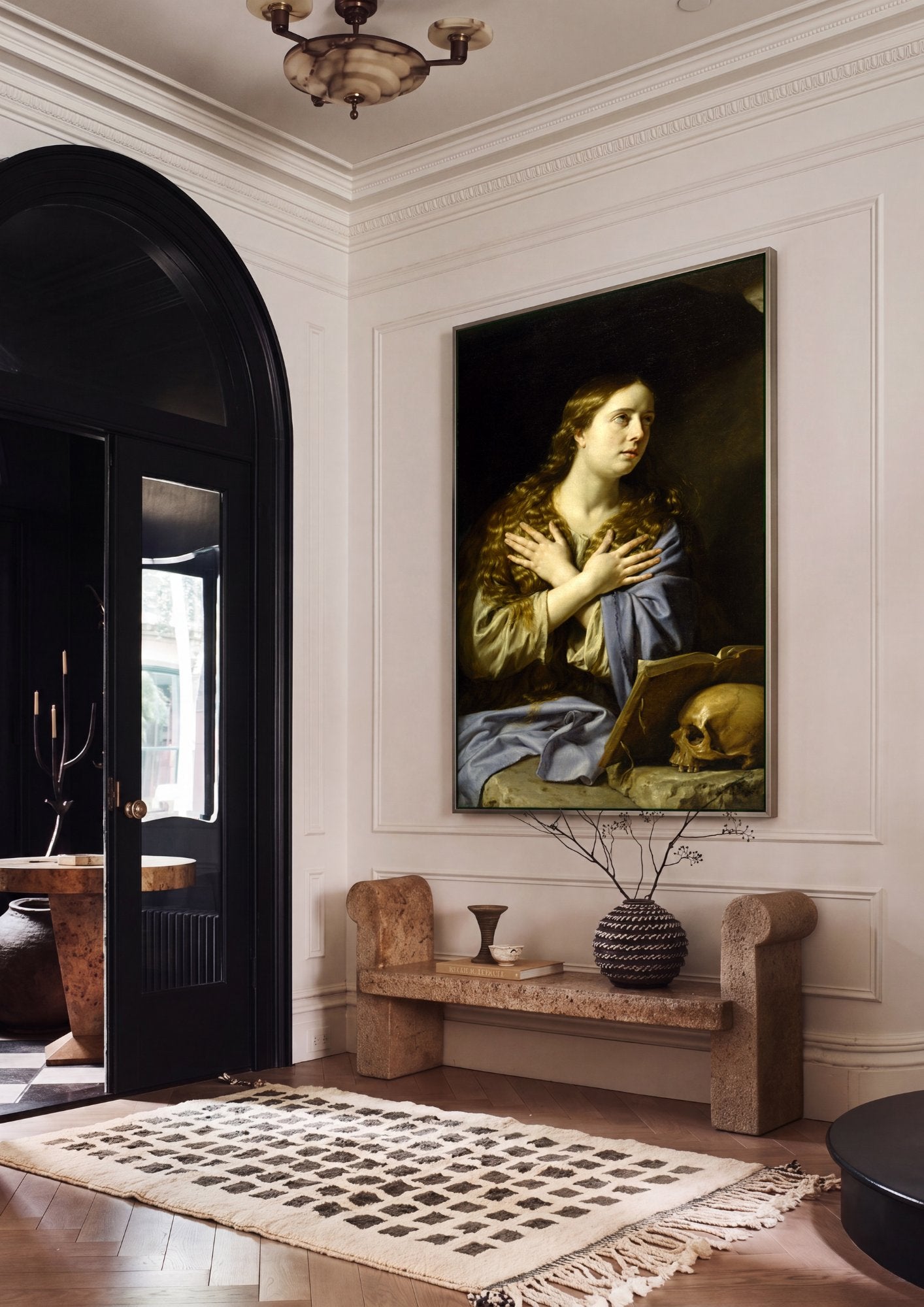 Quadro Decorativo Madalena Penitente - Philippe de Champaigne em ambiente decorado