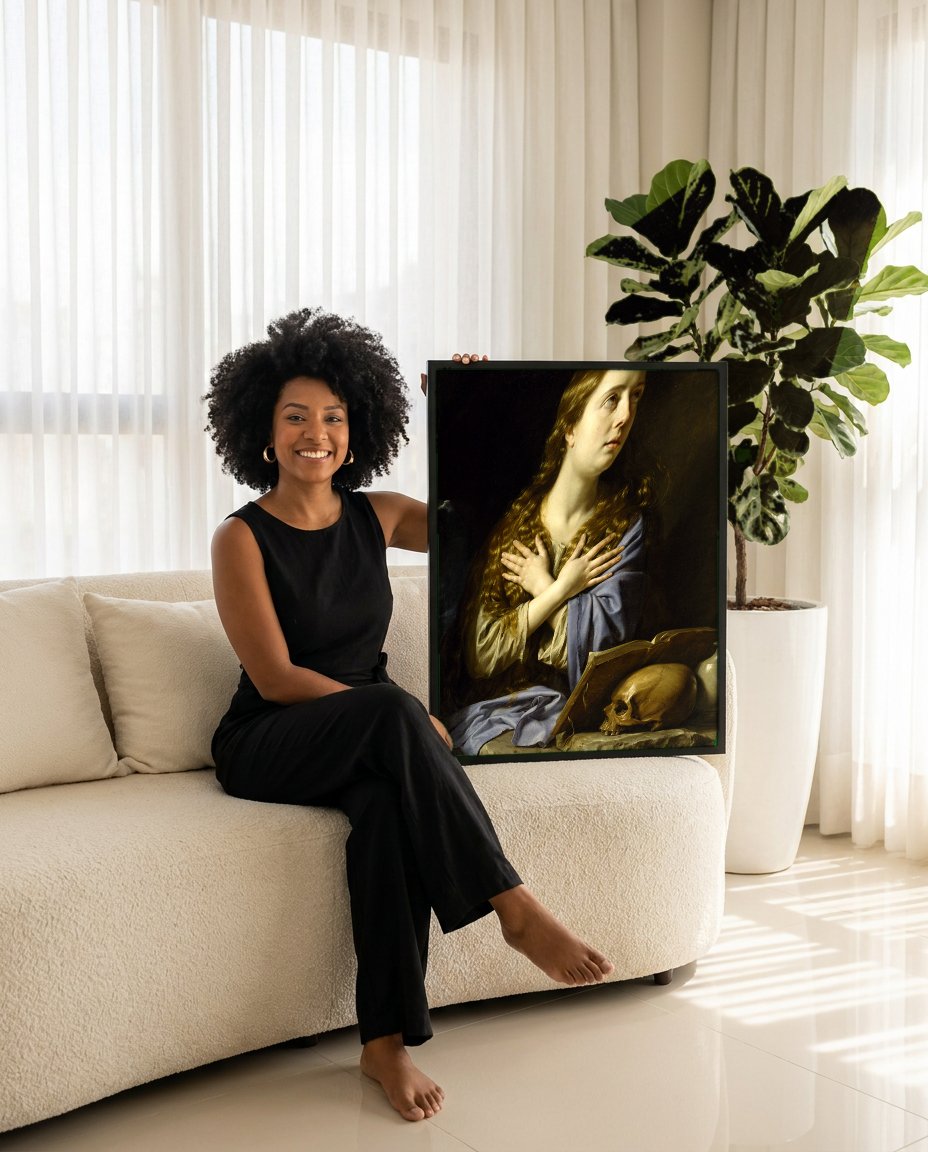 Quadro Decorativo Madalena Penitente - Philippe de Champaigne com modelo em ambiente