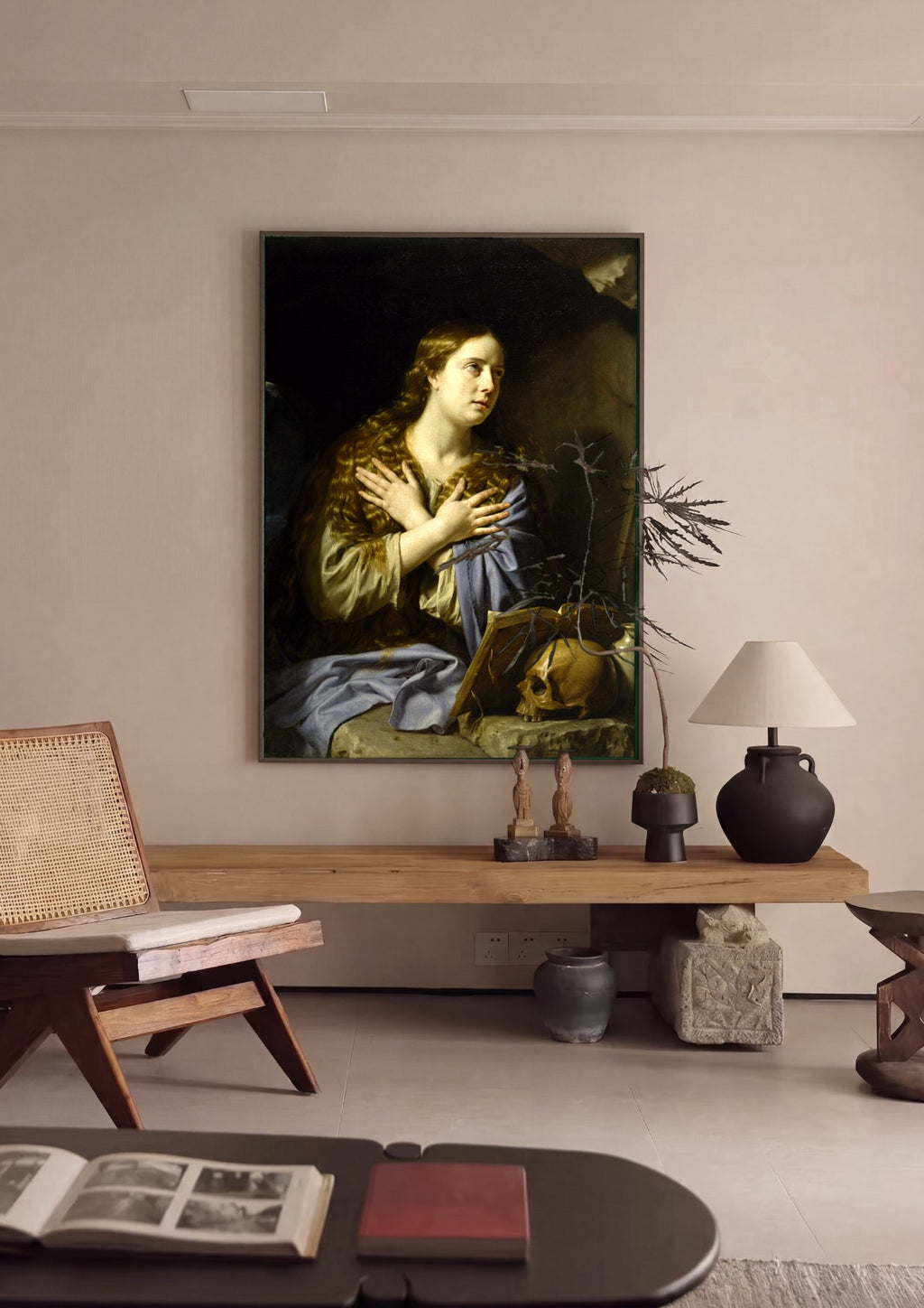 Quadro Decorativo Madalena Penitente - Philippe de Champaigne em ambiente decorado