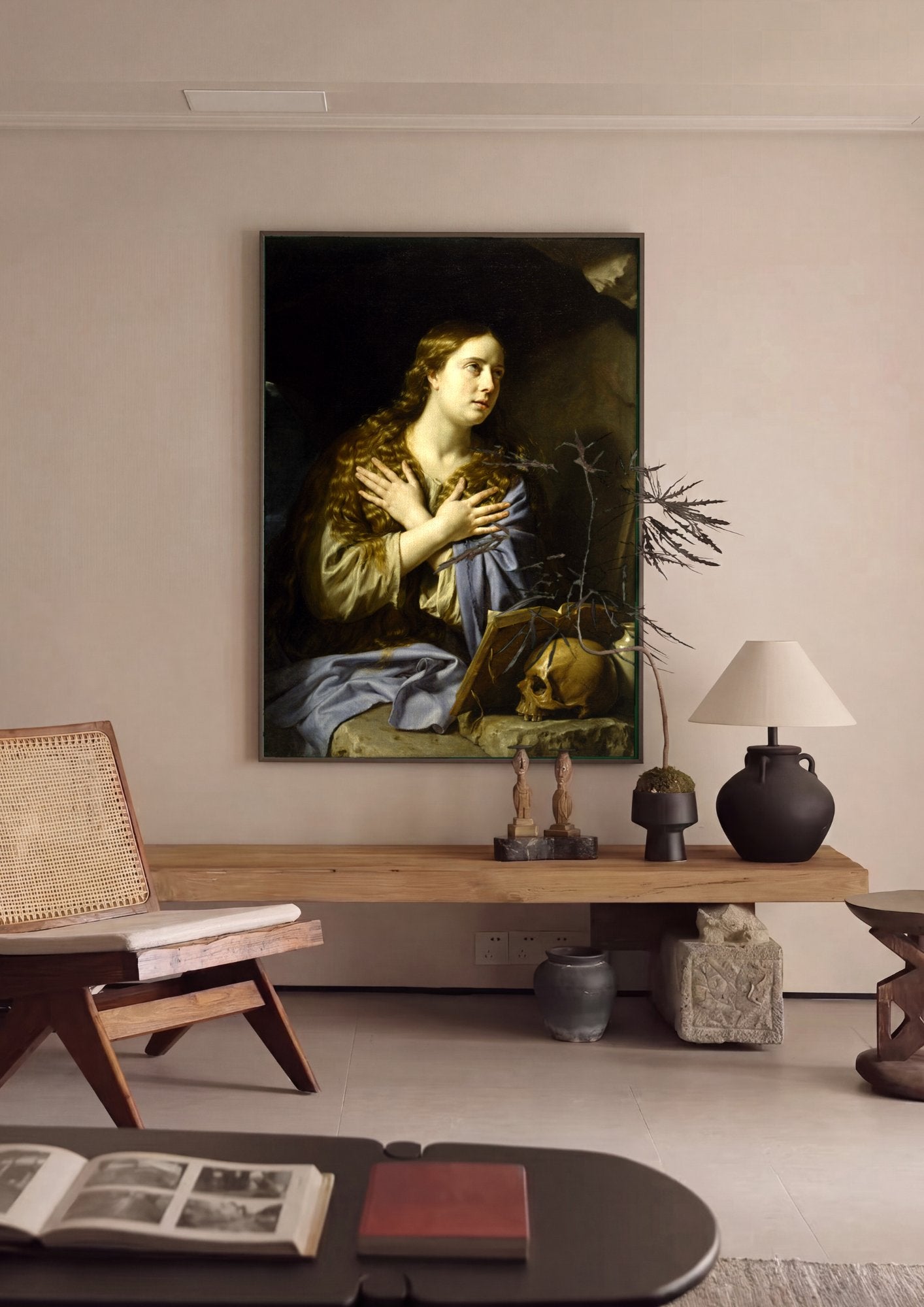 Quadro Decorativo Madalena Penitente - Philippe de Champaigne em ambiente decorado