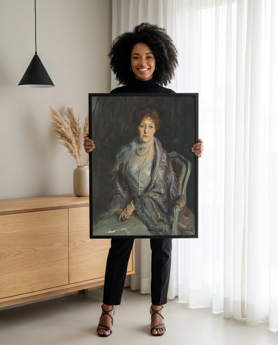Quadro Decorativo Retrato de Senhora - Philip de László com modelo em ambiente