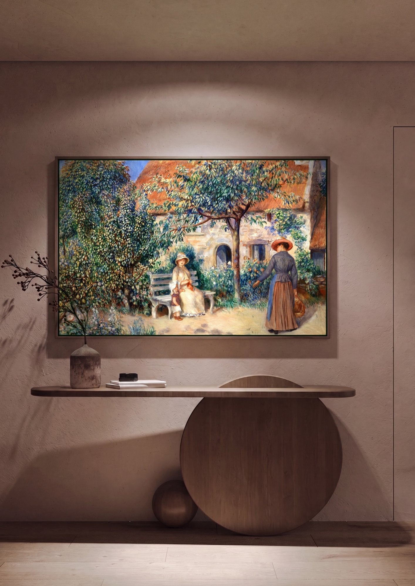 Quadro Decorativo Jardins com Figuras - Pierre Auguste Renoir em ambiente decorado