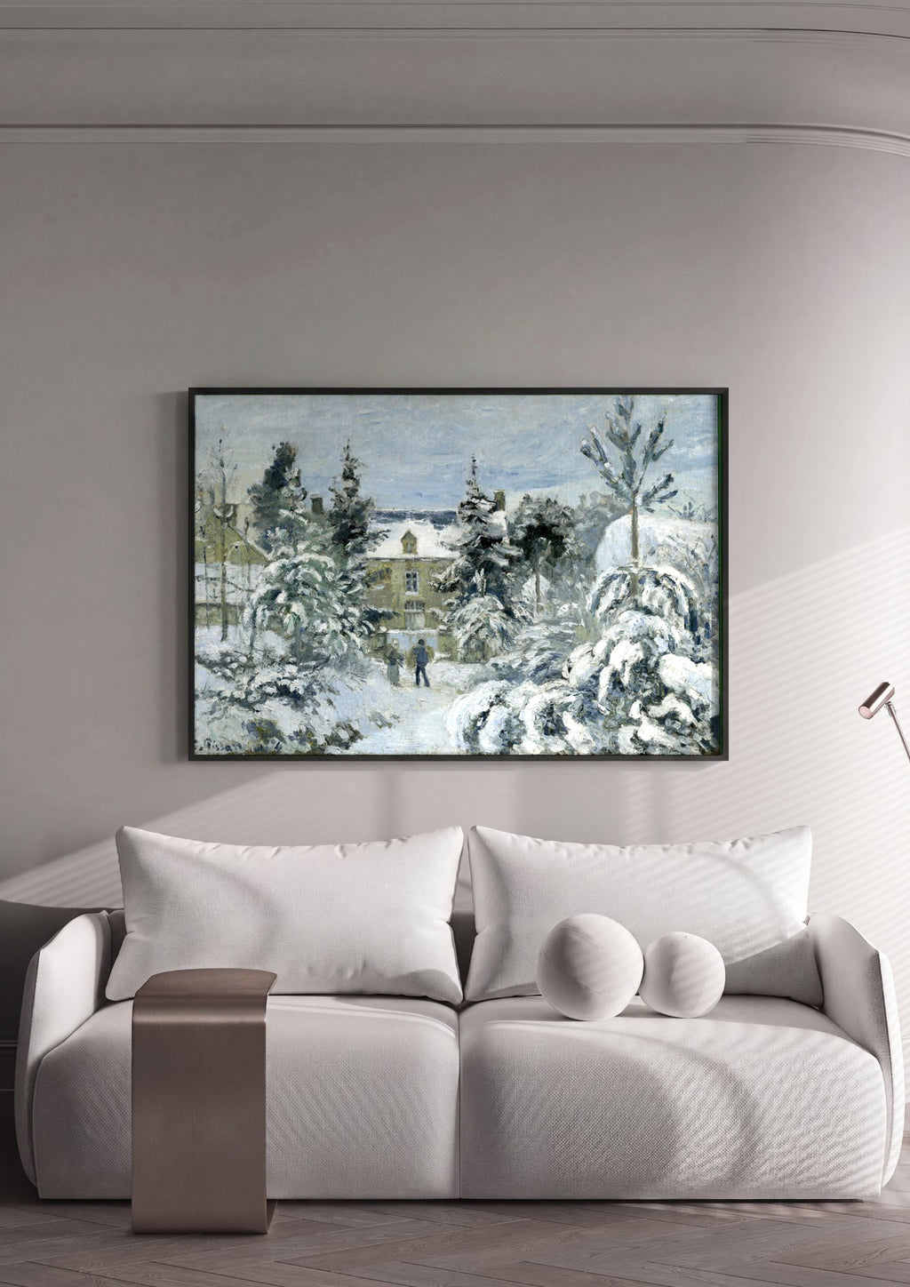 Quadro Decorativo Paisagem de Inverno - Pissarro em ambiente decorado
