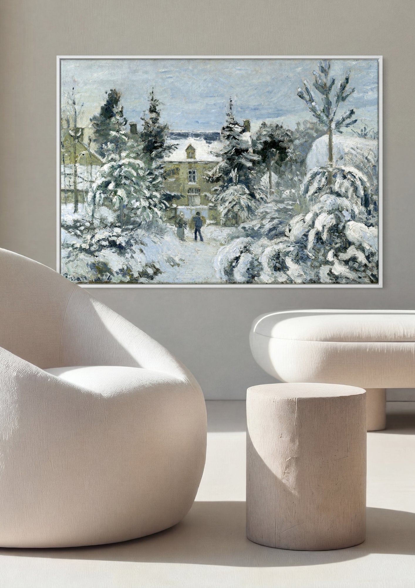Quadro Decorativo Paisagem de Inverno - Pissarro em ambiente decorado