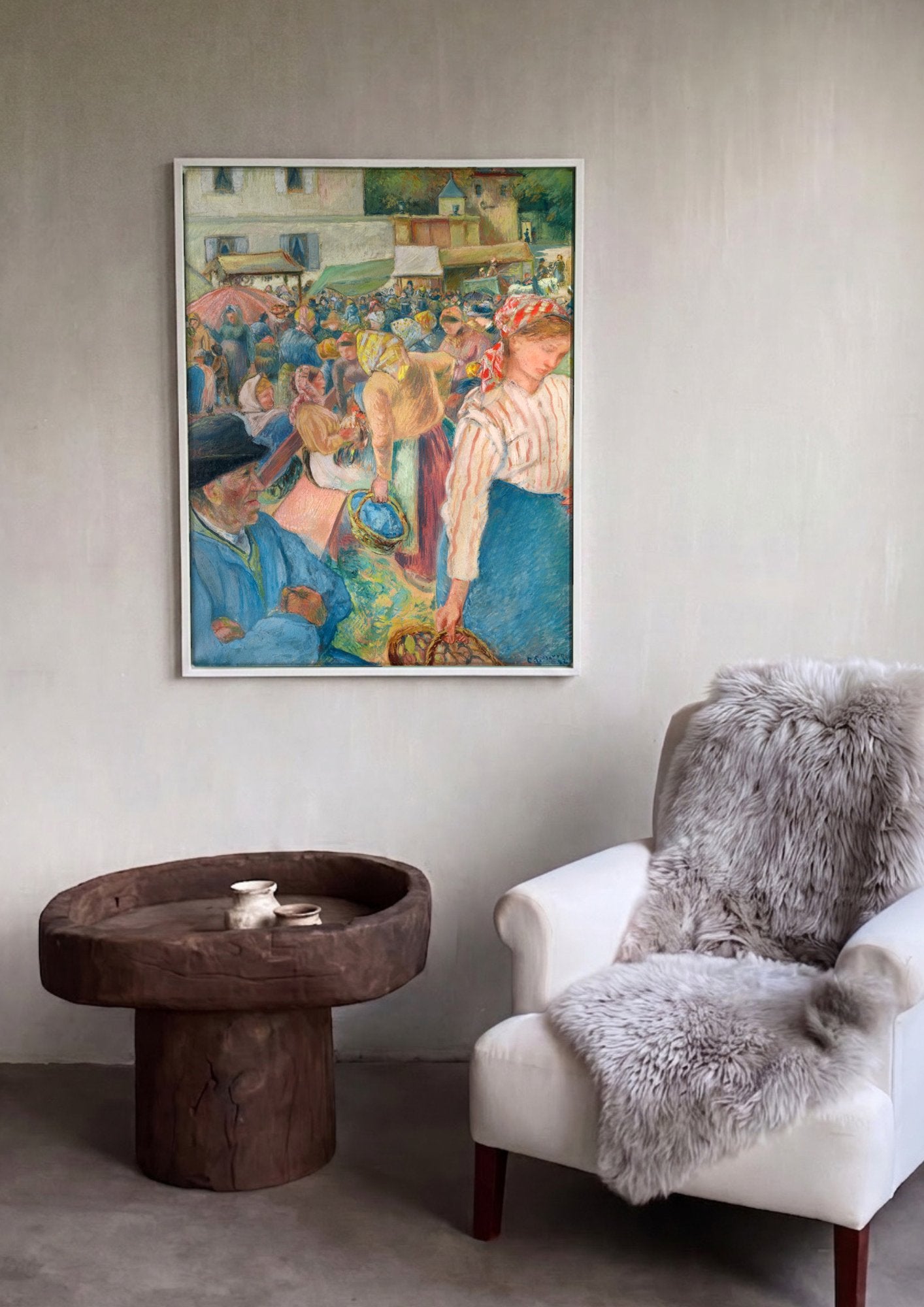 Quadro Decorativo Mercado em Pontoise - Pissarro em ambiente decorado