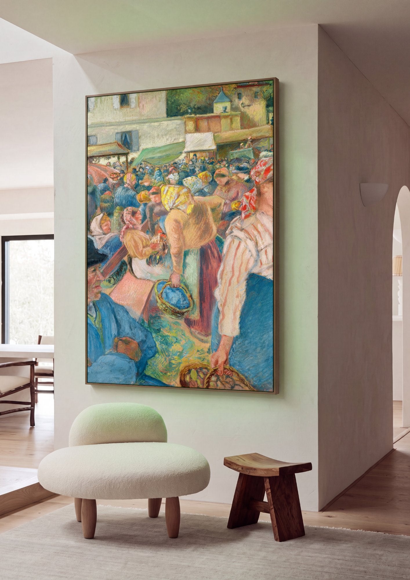 Quadro Decorativo Mercado em Pontoise - Pissarro em ambiente decorado