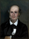 Retrato em óleo de Victor Chocquet, homem calvo de meia-idade com costeletas, terno escuro e camisa branca com gravata borboleta preta, pintado por Pierre-Auguste Renoir em 1869.