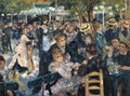 Quadro decorativo Bal du moulin de la Galette de Pierre-Auguste Renoir, mostrando uma cena de dança e convívio social em um jardim parisiense com muitas pessoas, luz e cores vibrantes.