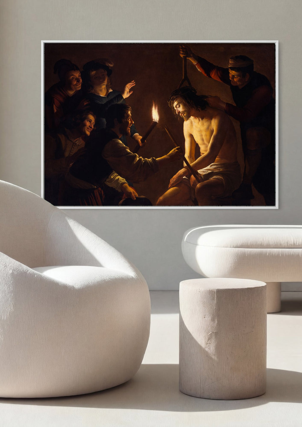 Quadro Decorativo Jesus Coroado de Espinhos - Gerard van Honthorst em ambiente decorado