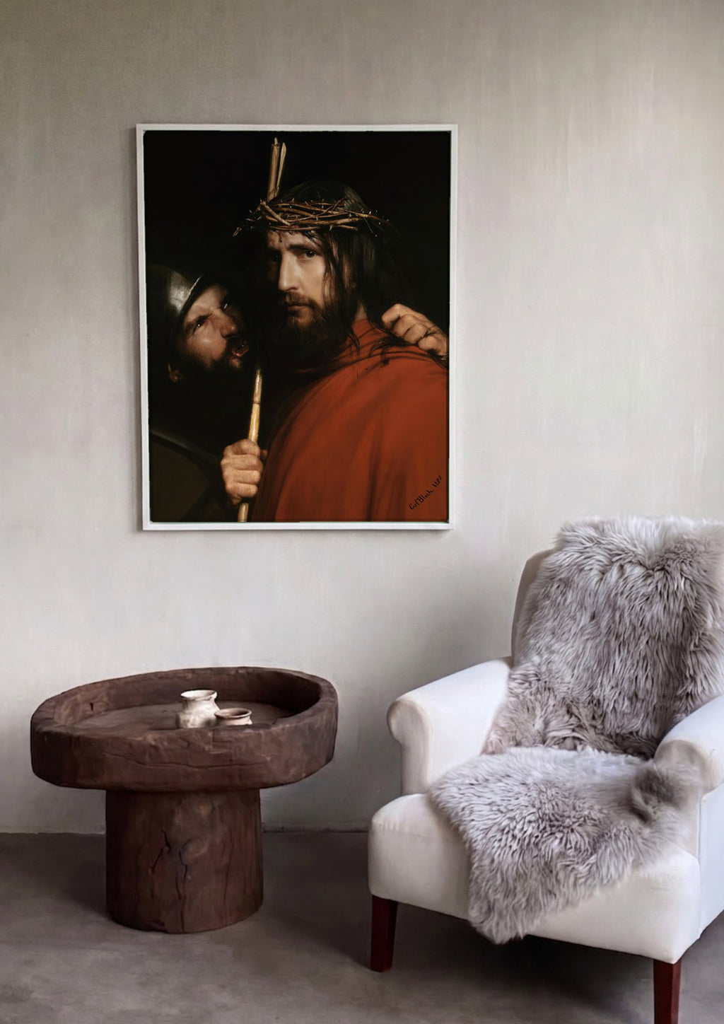 Quadro Decorativo Jesus Coroado de Espinhos - Carl Bloch em ambiente decorado