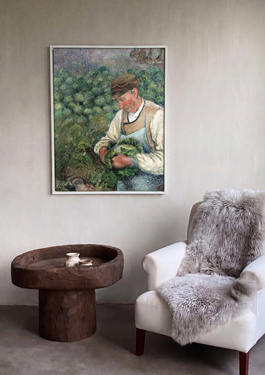 Quadro Decorativo Homem com Repolhos - Pissarro em ambiente decorado