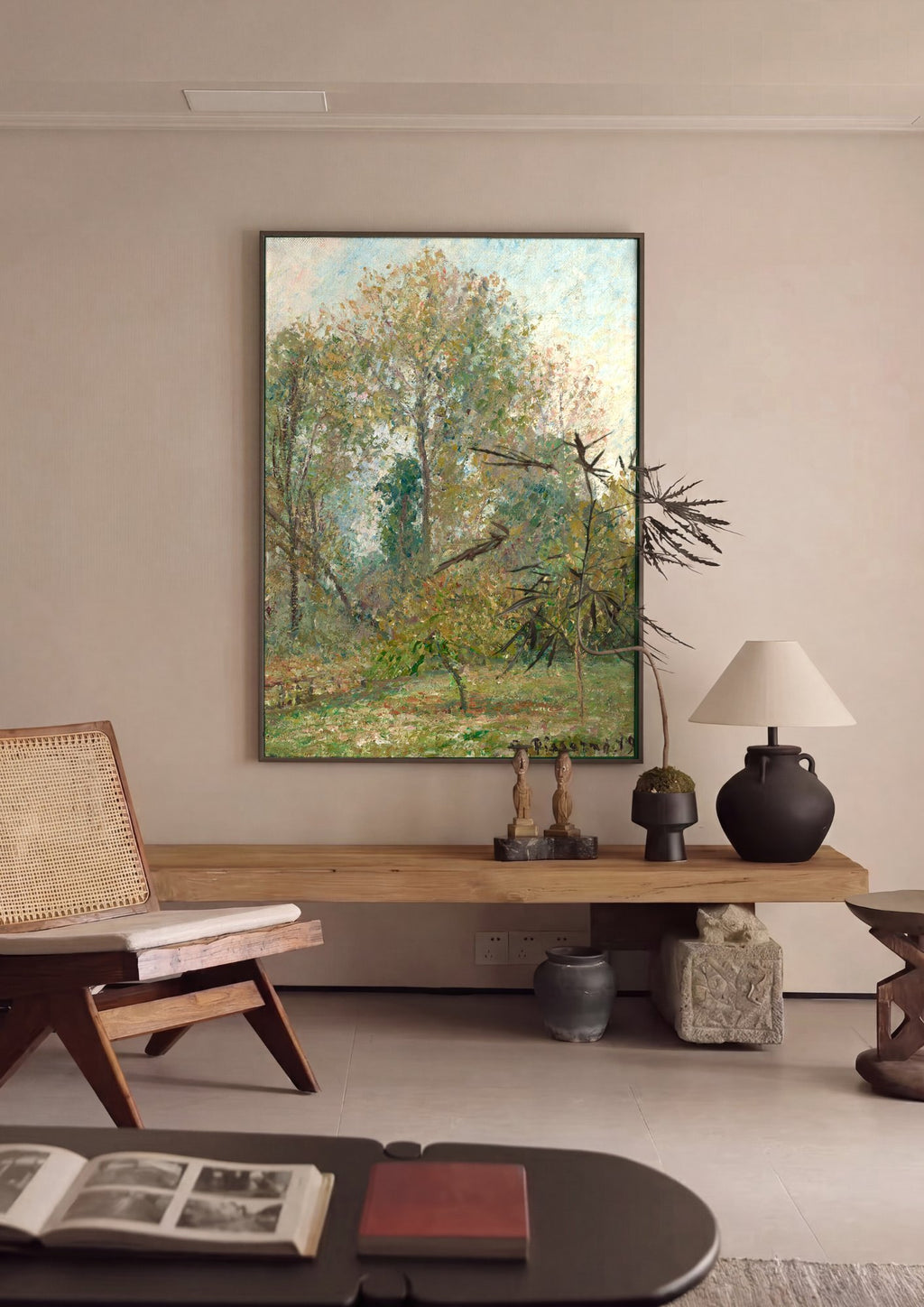 Quadro Decorativo Paisagem de Outono - Pissarro em ambiente decorado
