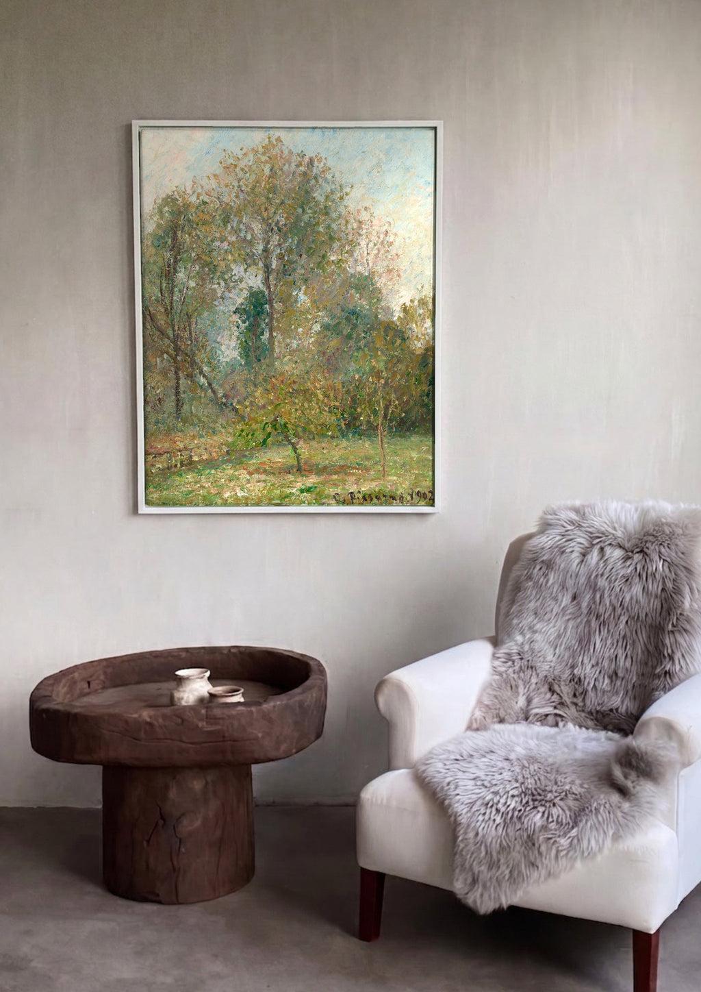Quadro Decorativo Paisagem de Outono - Pissarro em ambiente decorado
