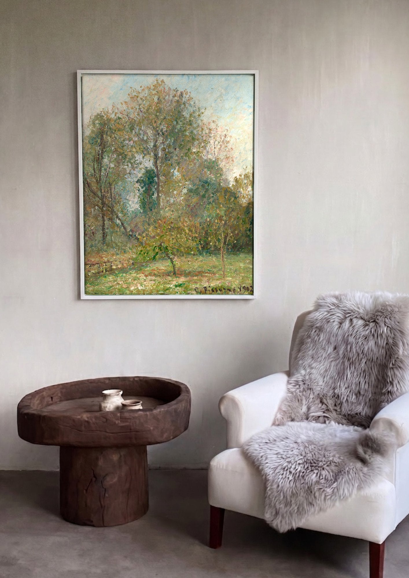 Quadro Decorativo Paisagem de Outono - Pissarro em ambiente decorado
