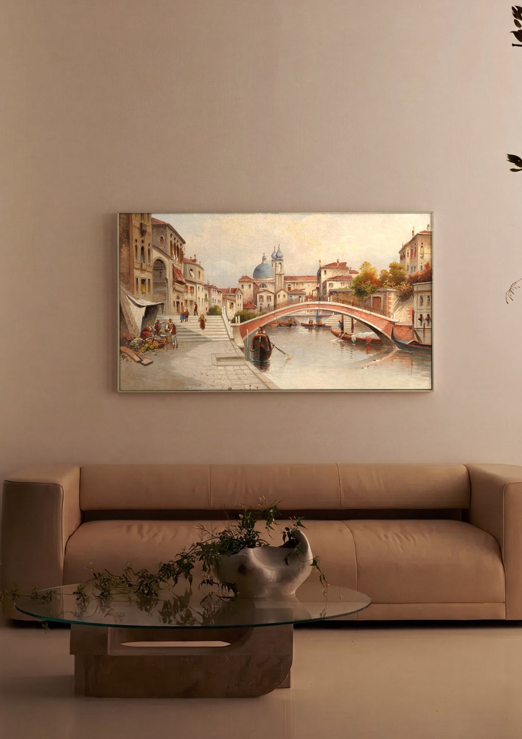 Quadro Decorativo Canal de Veneza com Ponte - Karl Kaufmann em ambiente decorado