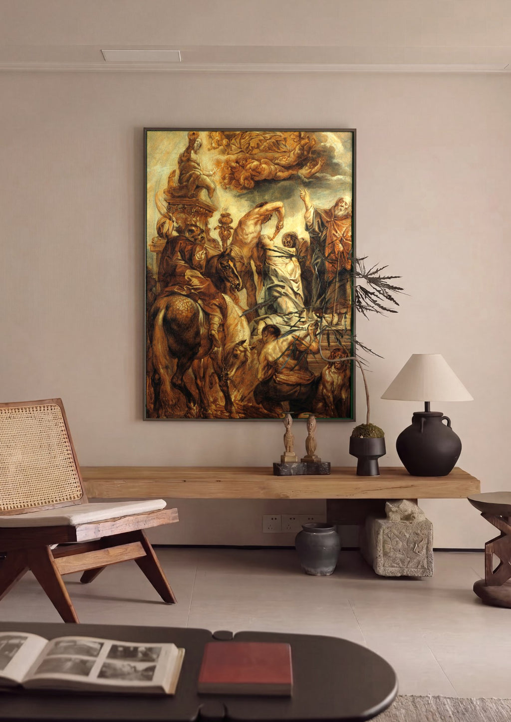 Quadro Decorativo Martírio de Santa Apolônia - Jacob Jordaens em ambiente decorado