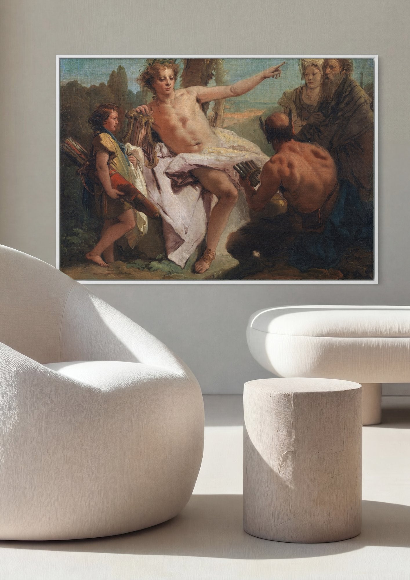 Quadro Decorativo Apolo e Mársias - Tiepolo em ambiente decorado