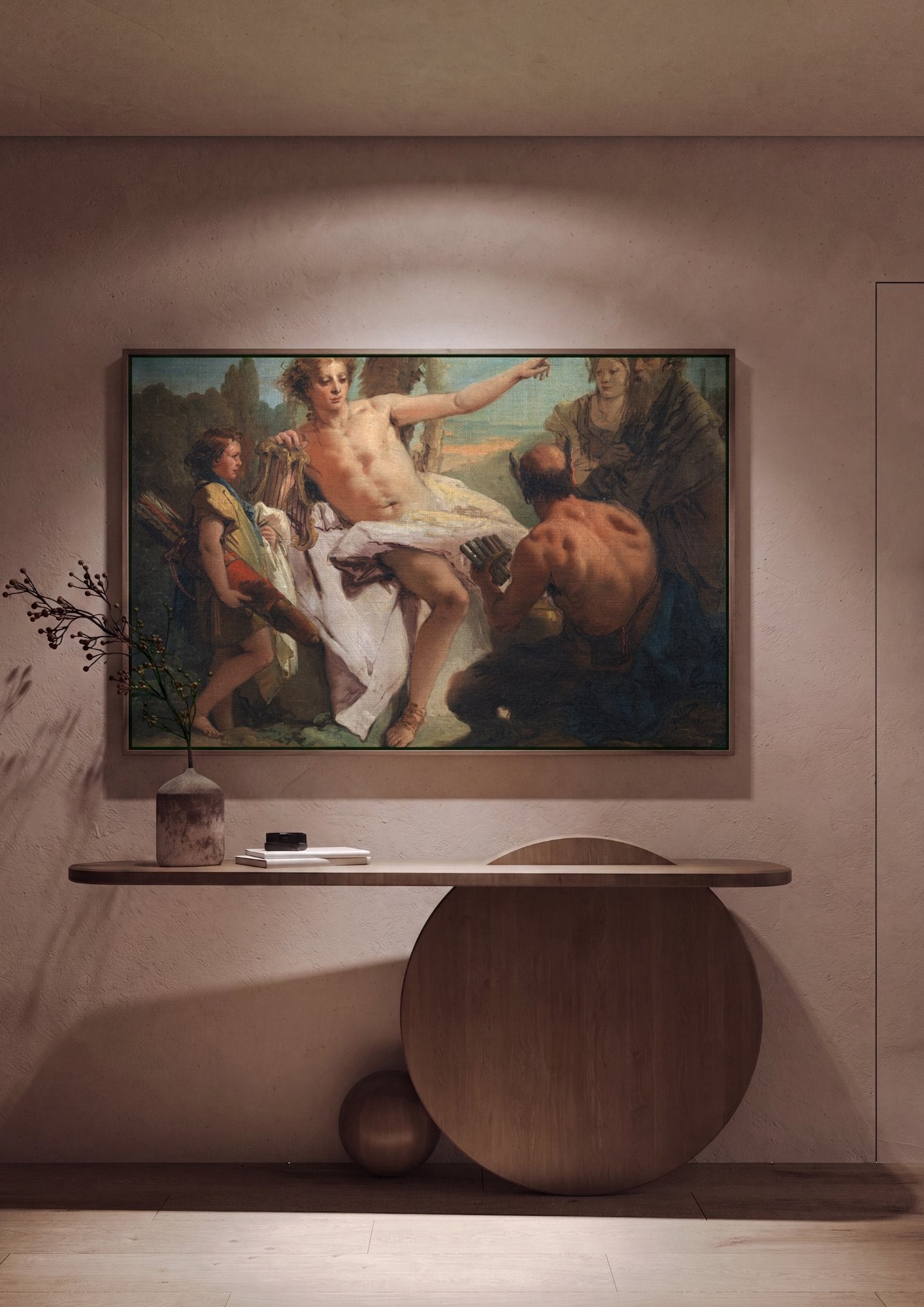 Quadro Decorativo Apolo e Mársias - Tiepolo em ambiente decorado