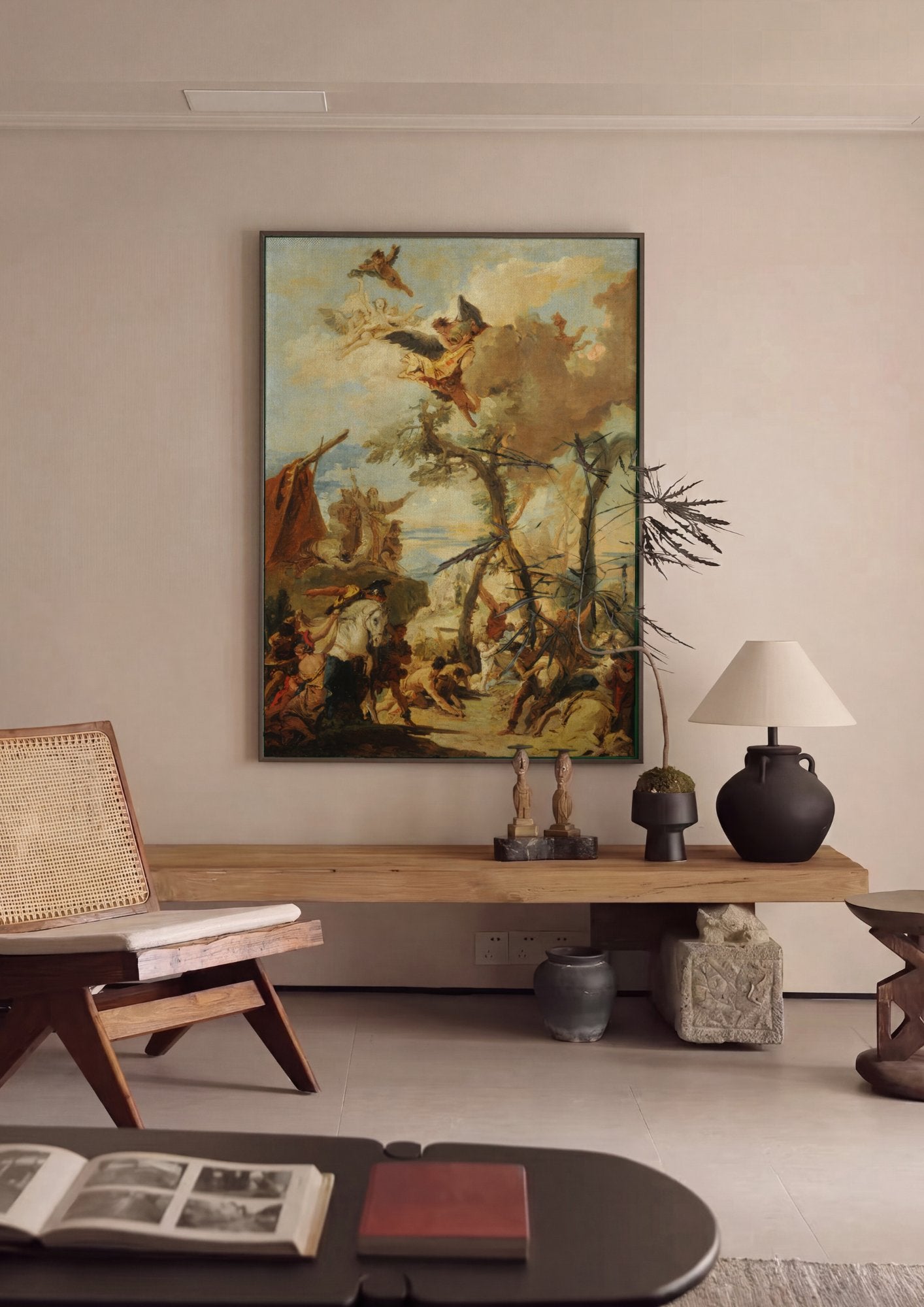 Quadro Decorativo A Queda do Maná - Tiepolo em ambiente decorado