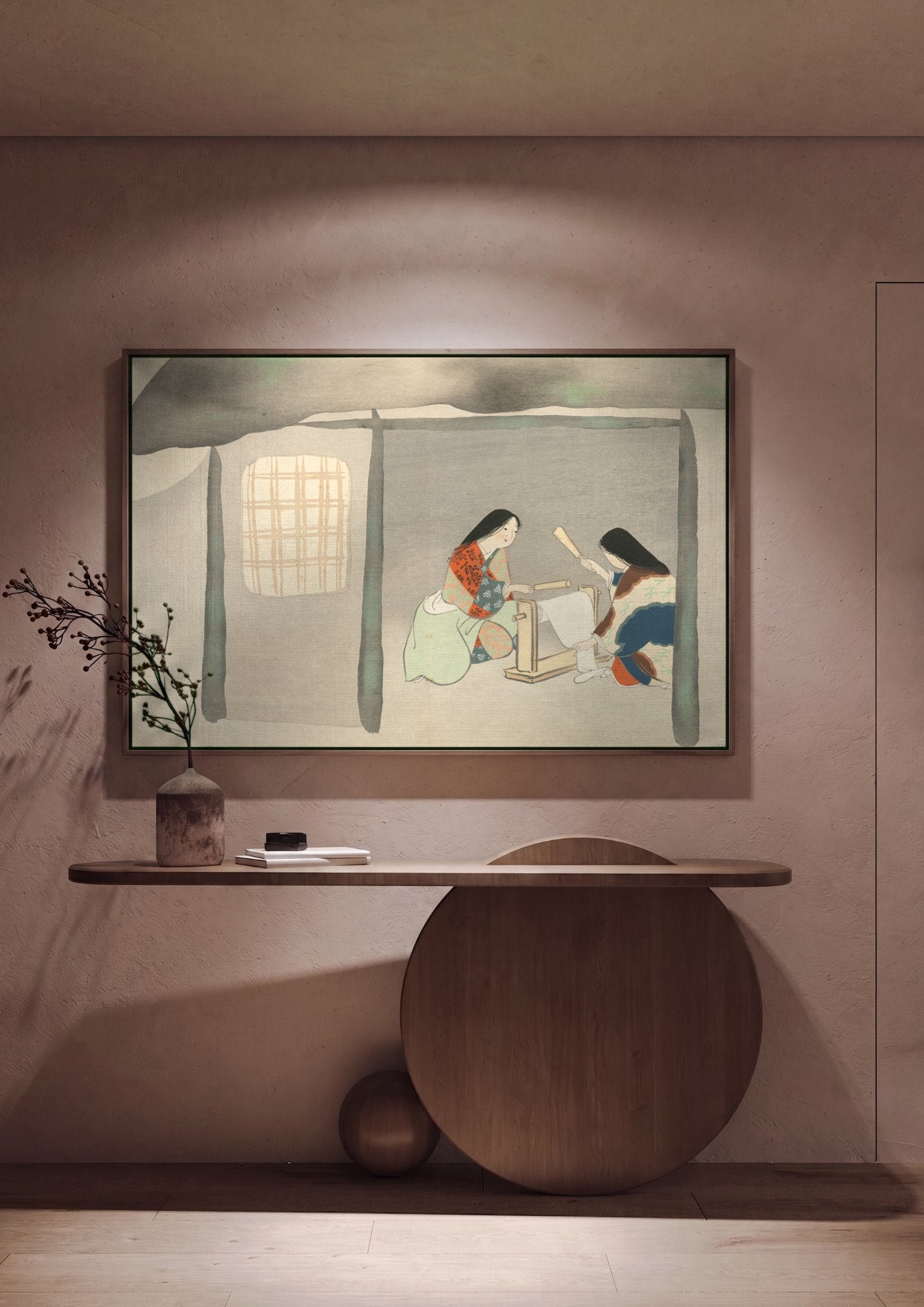 Quadro Decorativo Cenas Domésticas Japonesas - Kamisaka Sekka em ambiente decorado